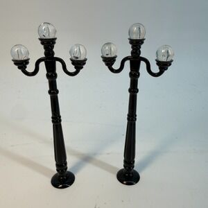 LAMP POSTS Set of 2 Christmas Village Lights HOUSE ACCESSORY Black 4.75" x 1"